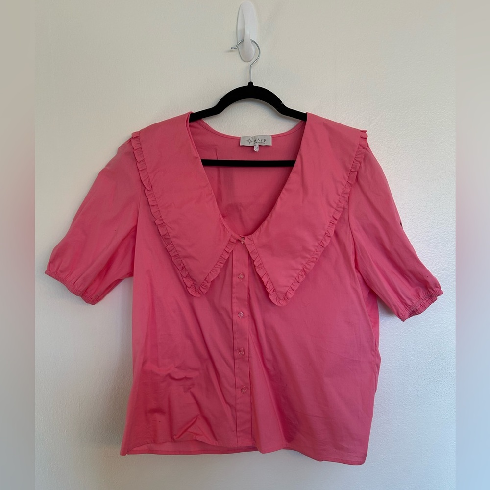 WAYF Hot Pink Collar Top NWOT